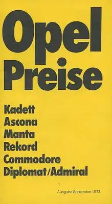 Opel Preisliste 9.1973