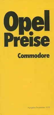 Opel Commodore Preisliste 12.1976