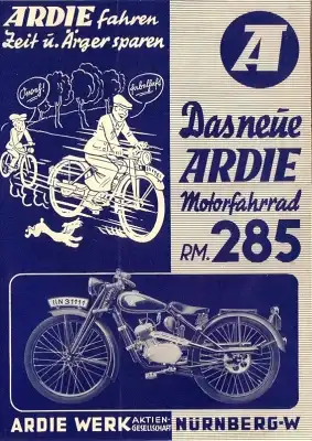 Ardie Motorfahrrad MF 125 Prospekt 1937