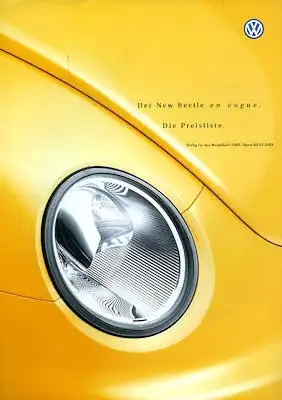 VW New Beetle en Vogue Preisliste 7.2001