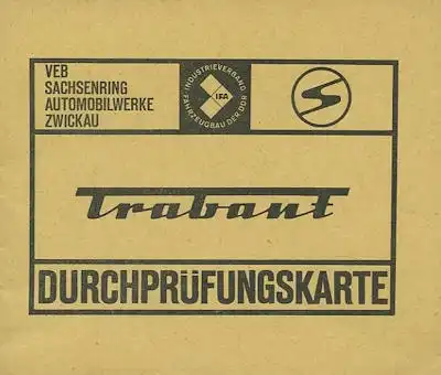 Trabant Durchprüfungskarte 1969