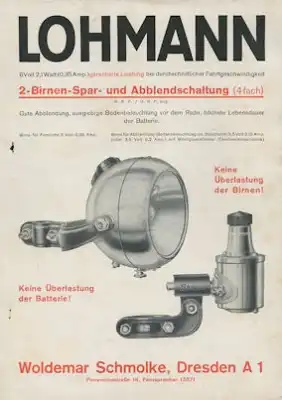 Fahrradlampen Prospekte ca. 1935