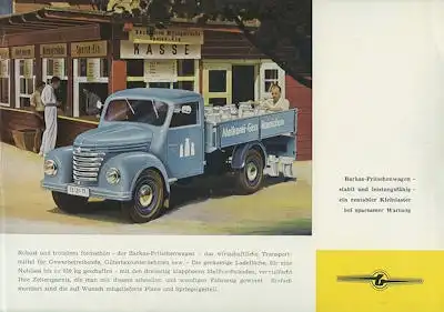 Barkas V 901/2 Pritschen- und Kastenwagen Prospekt 1957