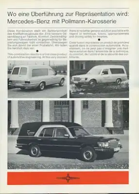 Conrad Pollmann / Mercedes-Benz Bestattungswagen Prospekt 1970er Jahre