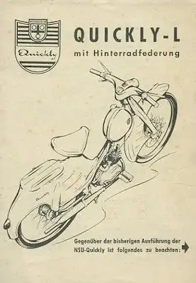 NSU Quickly L mit Hinterradfederung Prospekt 1950er Jahre