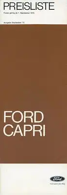 Ford Capri I Preisliste 9.1972