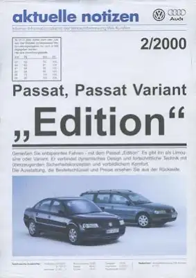 VW Passat B 5 / Variant Edition Prospekt 2.2000