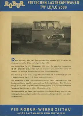 Robur LD / LO 2500 Pritsche Prospekt 1960