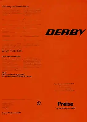 VW Derby Preisliste 2.1977