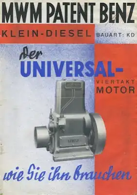 MWM Klein Diesel Motor KD Prospekt 1930er Jahre