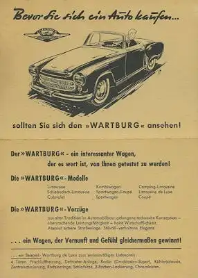 Wartburg 311 Prospekt ca. 1960
