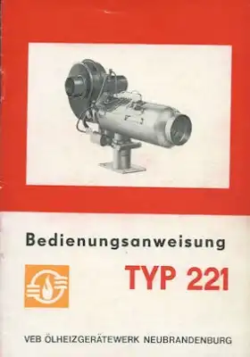 Benzinheizgerät Typ 221 Bedienungsanleitung 1976