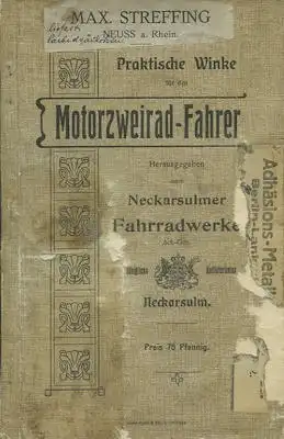 Praktische Winke für NSU-Fahrer ca. 1909