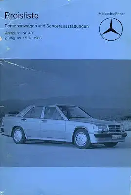 Mercedes-Benz Preisliste 9.1983