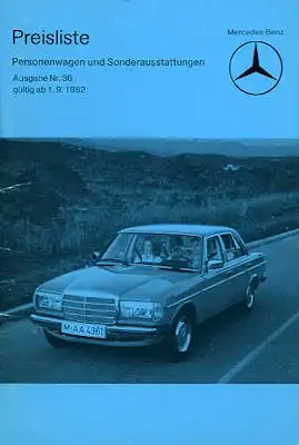 Mercedes-Benz Preisliste 9.1982