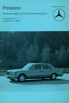 Mercedes-Benz Preisliste 8.1980