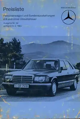 Mercedes-Benz Preisliste 6.1980