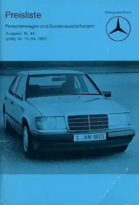 Mercedes-Benz Preisliste 4.1985