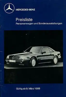 Mercedes-Benz Preisliste 3.1989