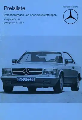 Mercedes-Benz Preisliste 1.1982