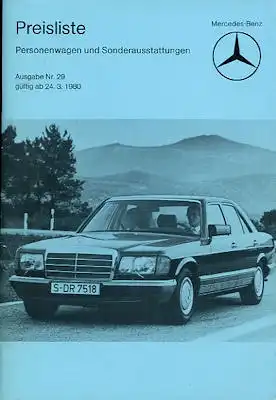 Mercedes-Benz Preisliste 3.1980