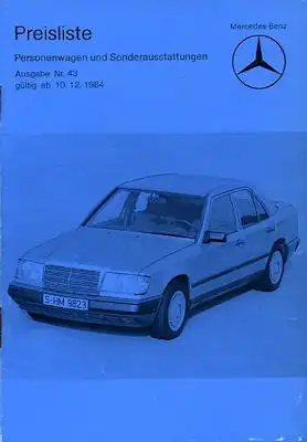 Mercedes-Benz Preisliste 12.1984