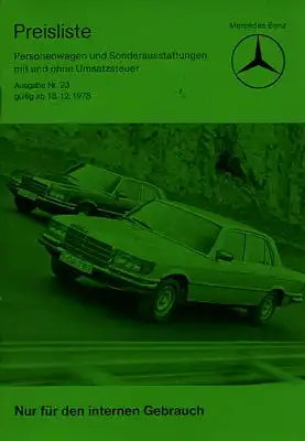 Mercedes-Benz Preisliste 12.1978