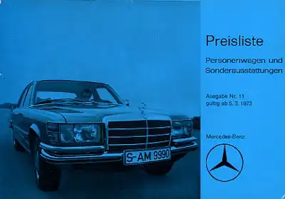 Mercedes-Benz Preisliste 3.1973