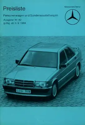 Mercedes-Benz Preisliste 9.1984