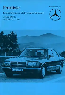 Mercedes-Benz Preisliste 7.1981