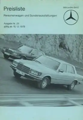 Mercedes-Benz Preisliste 12.1978