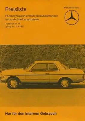 Mercedes-Benz Preisliste 3.1977