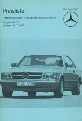 Mercedes-Benz Preisliste 7.1982