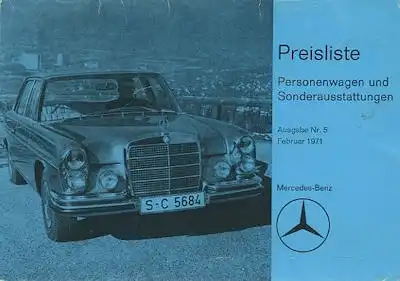 Mercedes-Benz Preisliste 2.1971