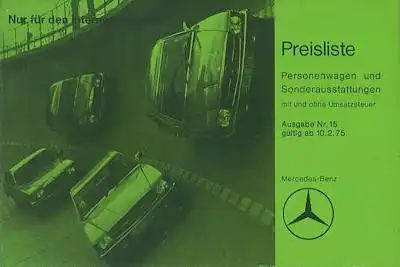 Mercedes-Benz Preisliste 2.1975
