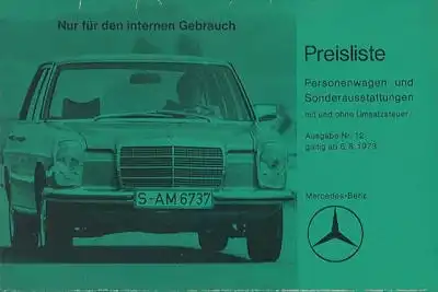 Mercedes-Benz Preisliste 8.1973