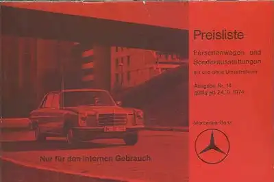 Mercedes-Benz Preisliste 6.1974