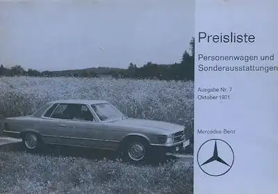 Mercedes-Benz Preisliste 10.1971