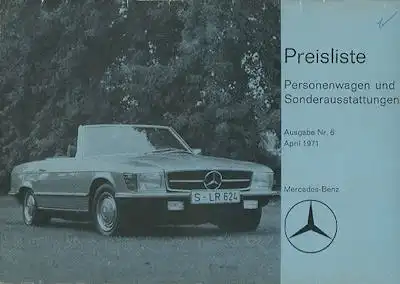 Mercedes-Benz Preisliste 4.1971