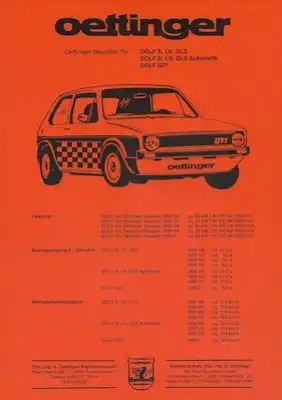 VW Golf 1 Oettinger Prospekt 1970er Jahre