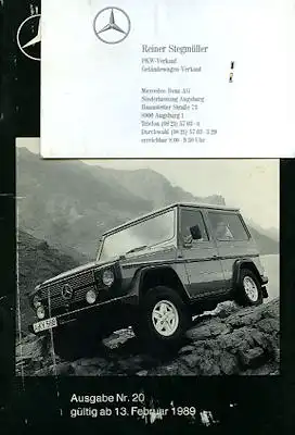 Mercedes-Benz Preisliste G und Sonderausstattung 2.1989
