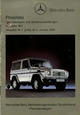 Mercedes-Benz G Preisliste 1.1993