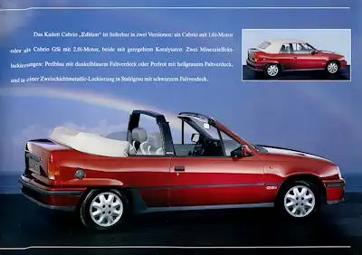 Opel Kadett E Cabrio Edition Prospekt 12.1988
