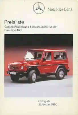 Mercedes-Benz G-Klasse Preisliste 1.1990