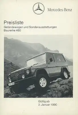Mercedes-Benz G Preisliste 1.1990