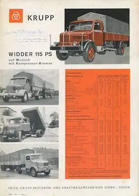 Krupp Widder 115 PS Prospekt 3.1958
