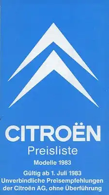 Citroen Preisliste 7.1983