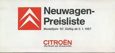 Citroen Preisliste 1.1987