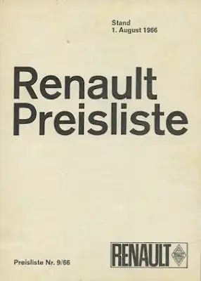 Renault Preisliste 8.1966