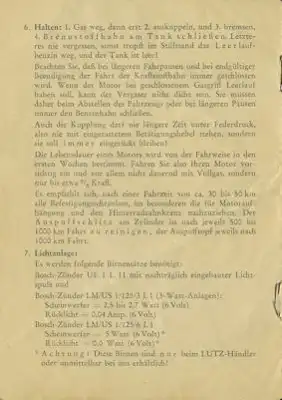 Lutz Moped und FmH-Motoren Bedienungsanleitung 1953